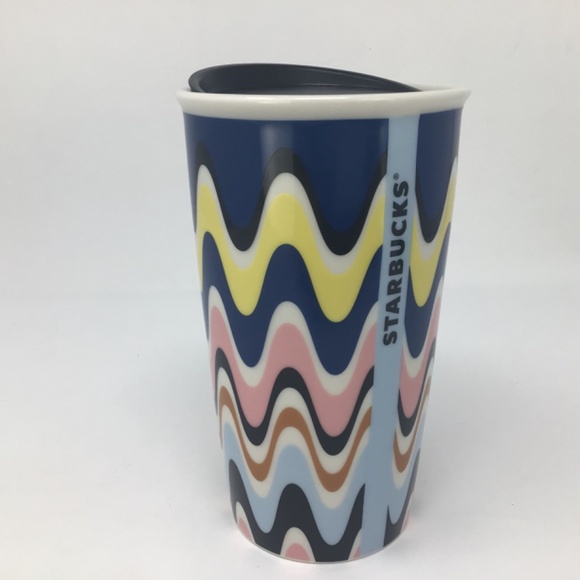 Starbucks Wavy Pastel Stripe Ceramic Travel Tumbler 12oz - Picture 7 of 8